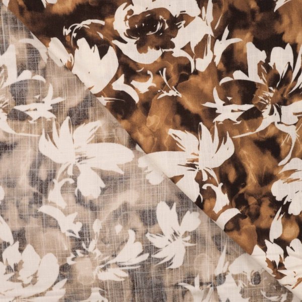 Viskose Slub - Candice Flowers - brown
