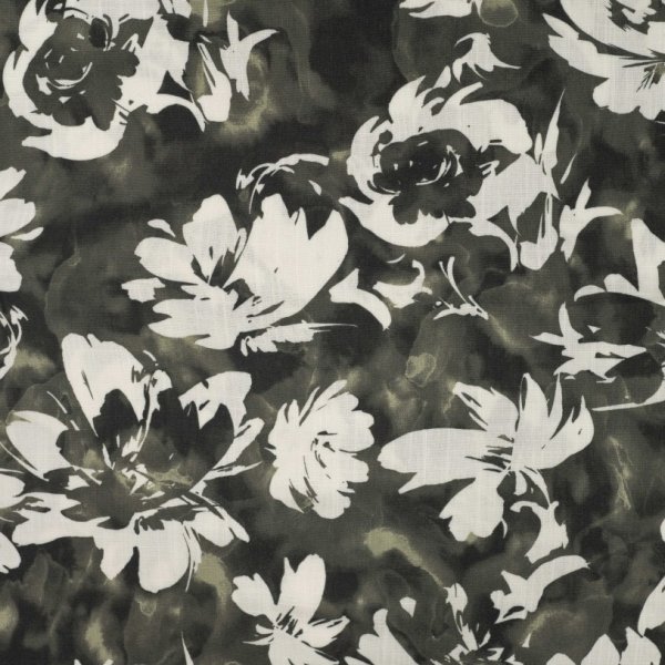 Viskose Slub - Candice Flowers - khaki