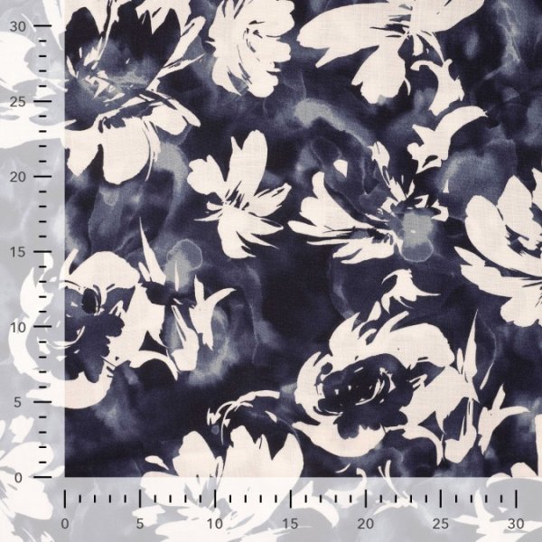 Viskose Slub - Candice Flowers - navy