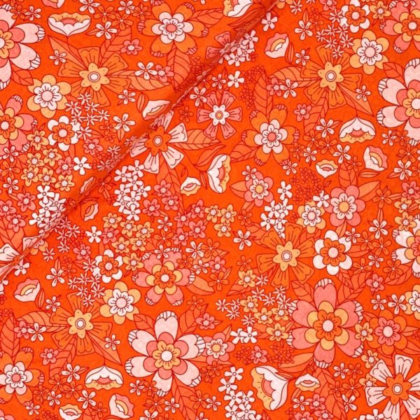 Viskose - Stay Groovy Scarlet - Flower Bloom - Art Gallery Fabrics