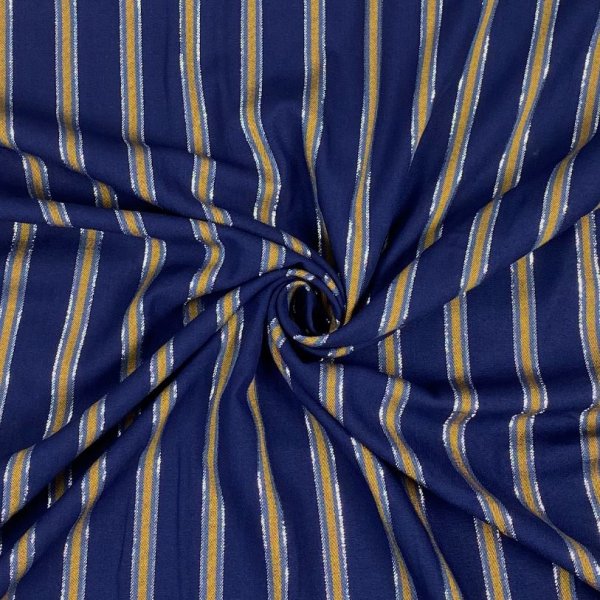 RESTSTÜCK 1,70m !!! - Viskose - Streifen - blau - metallic silber