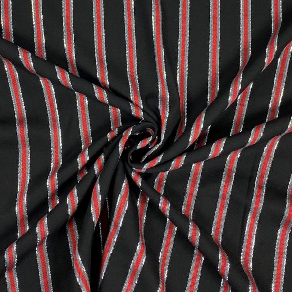 Viskose - Streifen - schwarz - metallic silber