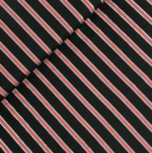 Viskose - Streifen - schwarz - metallic silber