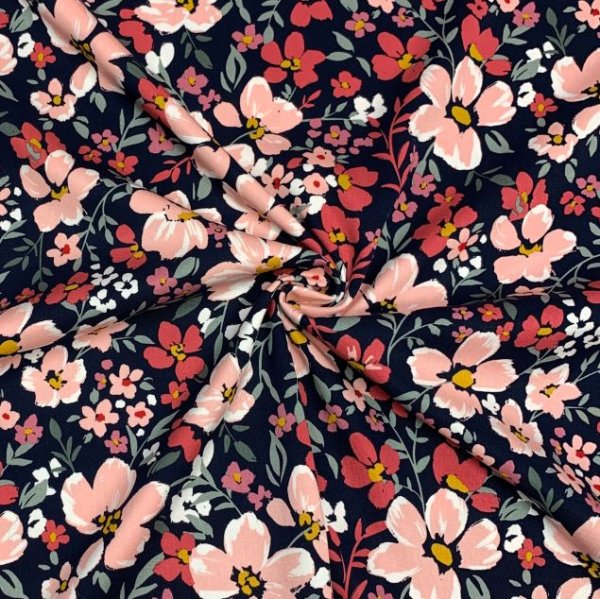 RESTSTÜCK 1,10m !!! - Viskose Stretch Satin - Rosella - navy