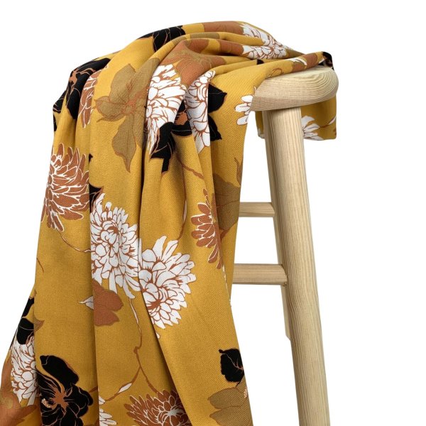 Viskose Twill - Flower Agata - ocker