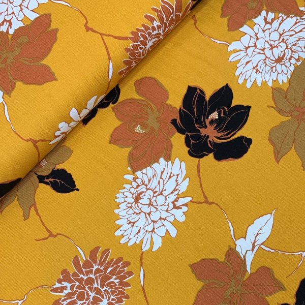 Viskose Twill - Flower Agata - ocker