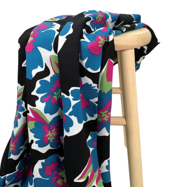 RESTSTÜCK 1,10m !!! - Viskose Twill - Flower Julieta - blau