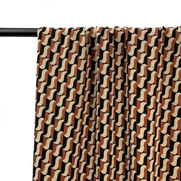 Viskose Twill - Graphic Wave - brown