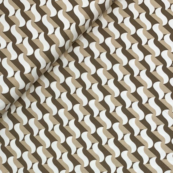 Viskose Twill - Graphic Wave - sand