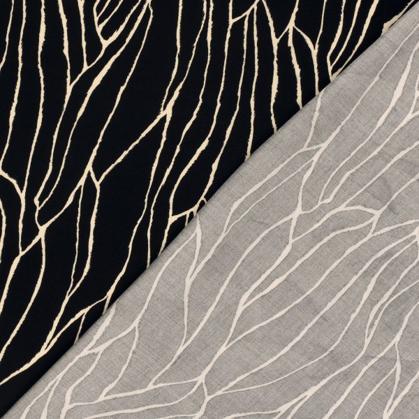Viskose Twill - Linear Spirit - black/creme
