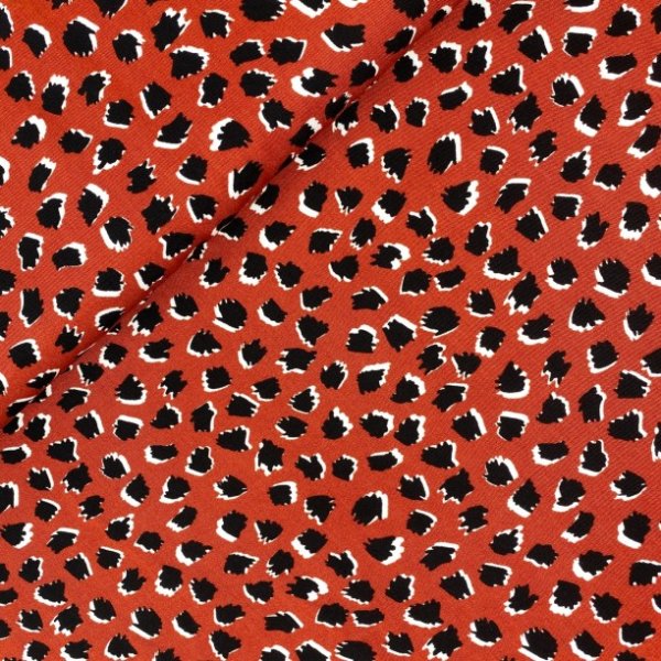 Viskose Twill - Tupfen - rost/schwarz