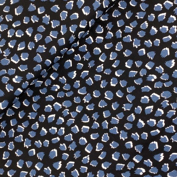 Viskose Twill - Tupfen - schwarz/blau