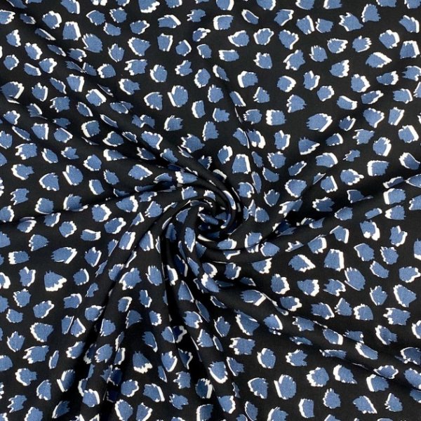 Viskose Twill - Tupfen - schwarz/blau
