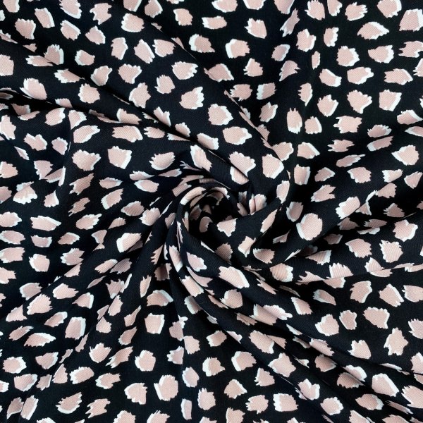 Viskose Twill - Tupfen - schwarz/rose