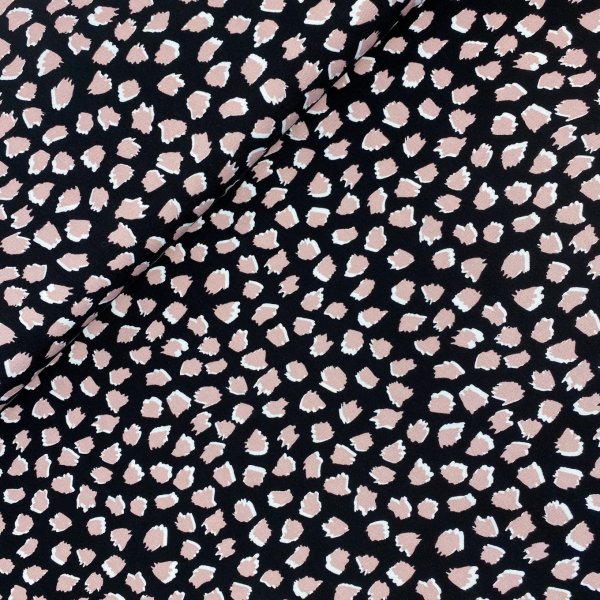 Viskose Twill - Tupfen - schwarz/rose