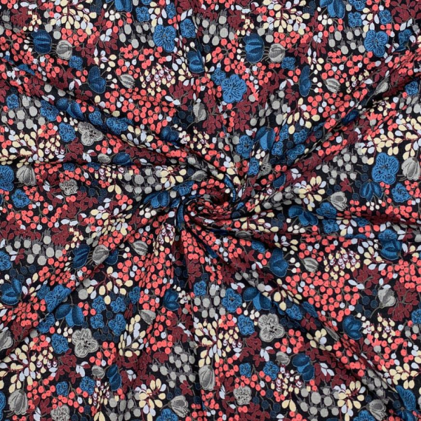 RESTSTÜCK 0,50m !!! - Viskosejersey - Ani Flower - blau/schwarz