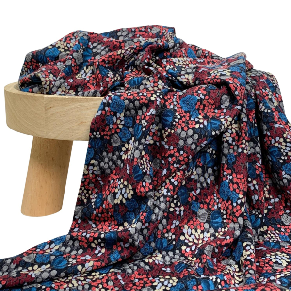 RESTSTÜCK 0,50m !!! - Viskosejersey - Ani Flower - blau/schwarz