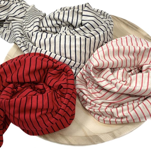 RESTSTÜCK 0,40m !!! - Viskosejersey - Anka - Streifen fein - ecru/marine