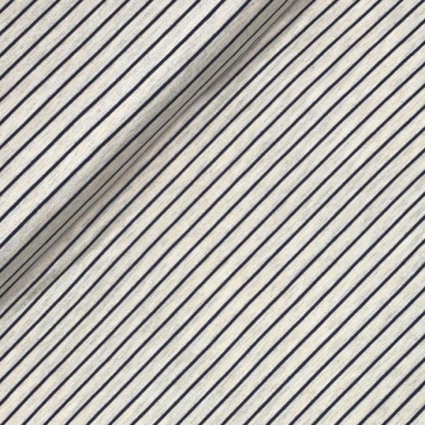 RESTSTÜCK 0,90m !!! - Viskosejersey - Anka - Streifen fein - ecru/marine