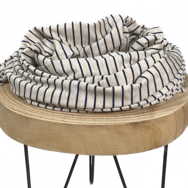 RESTSTÜCK 0,90m !!! - Viskosejersey - Anka - Streifen fein - ecru/marine