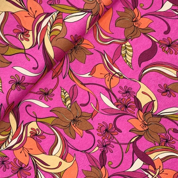 RESTSTÜCK 0,70m !!! - Viskosejersey - Florina Flowers - fuchsia