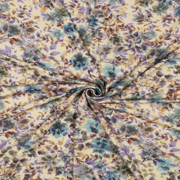 Viskosejersey - Helice Flowers - sand
