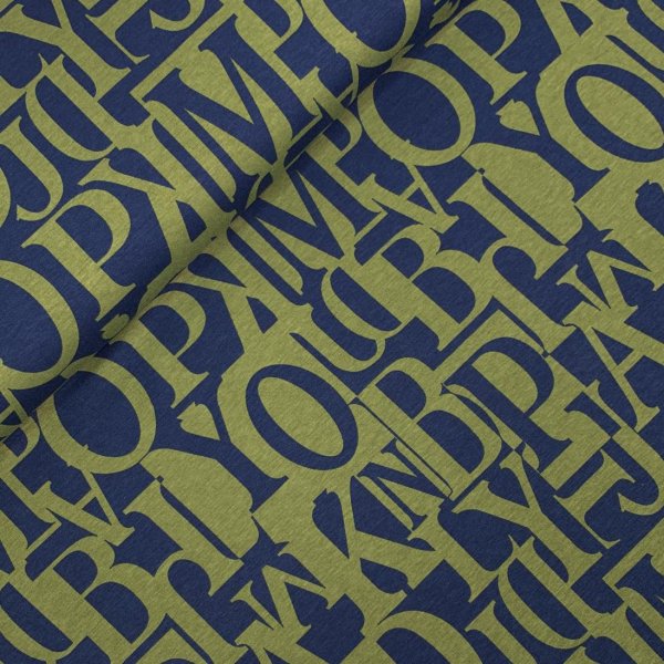 Viskosejersey - Letters - blue/olive