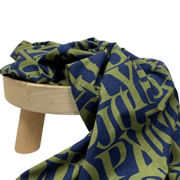 RESTSTÜCK 0,30m !!! - Viskosejersey - Letters - blue/olive