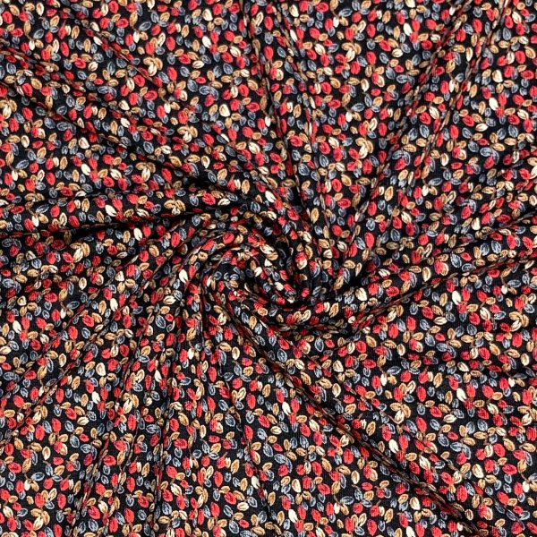 Viskosejersey - Mini Leaves - red