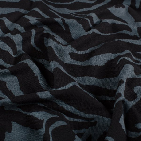Viskosejersey - Night Line - greyblue/black