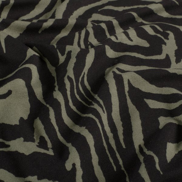 Viskosejersey - Night Line - khaki/black