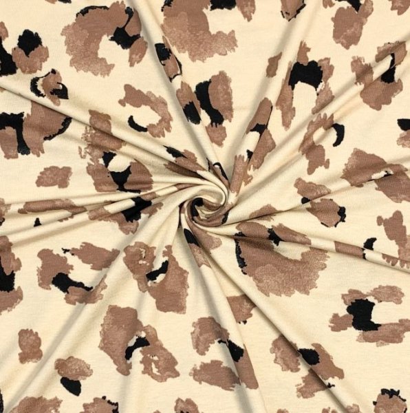 RESTSTÜCK 1,30m !!! - Viskosejersey - Painted Leo - beige