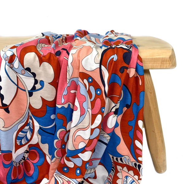 RESTSTÜCK 1,10m !!! - Viskosejersey - Paisley Flowers - coral