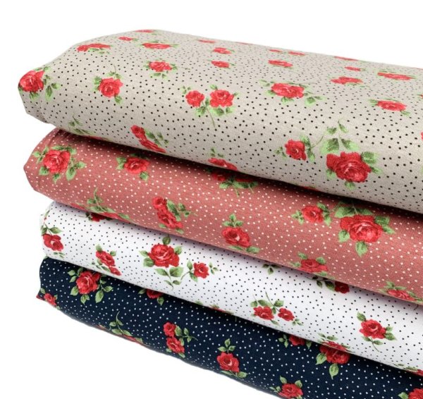 Viskosejersey - Roses & Dots - taupe