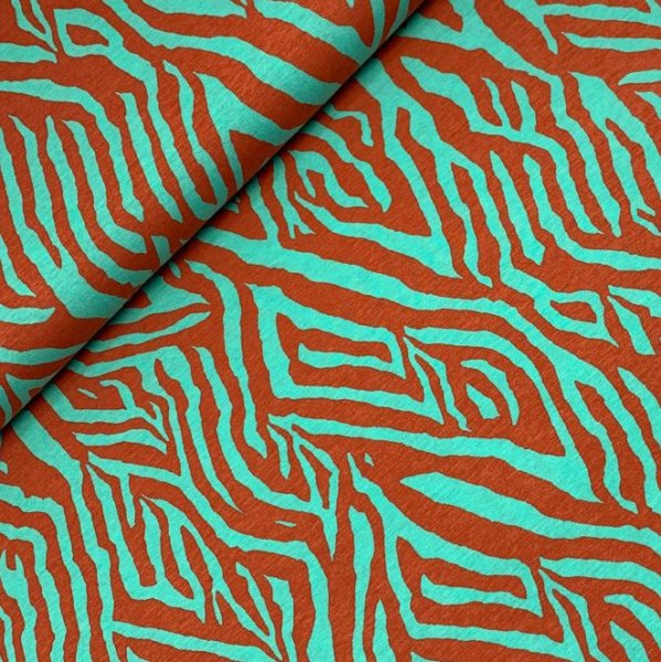 RESTSTÜCK 1,00m !!! - Viskosejersey - Zebra Cora - mint/braun