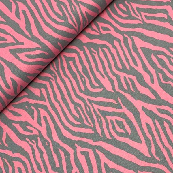RESTSTÜCK 70cm !!! - Viskosejersey - Zebra Cora - rosa/grau