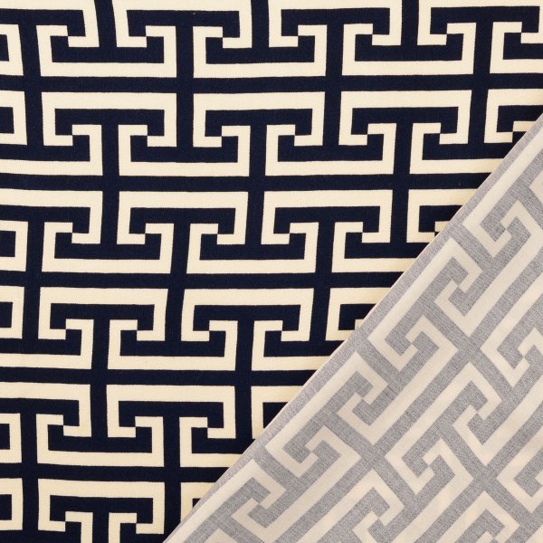 Viskosesatin - matt - Imperial Lines - navy
