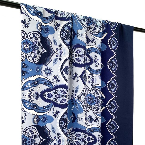 RESTSTÜCK 60cm !!! - Viskosesatin - mit Rand Bordüre - Moema - denim