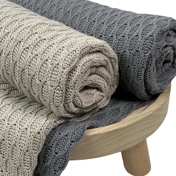 RESTSTÜCK 1,0m!!! - Wabenstrick - Jonas - meliert beige - Swafing