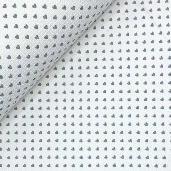 RESTSTÜCK 1,0m!!! - Waffelpique - Herzen - Frottee Rückseite - weiß mit Herz grau