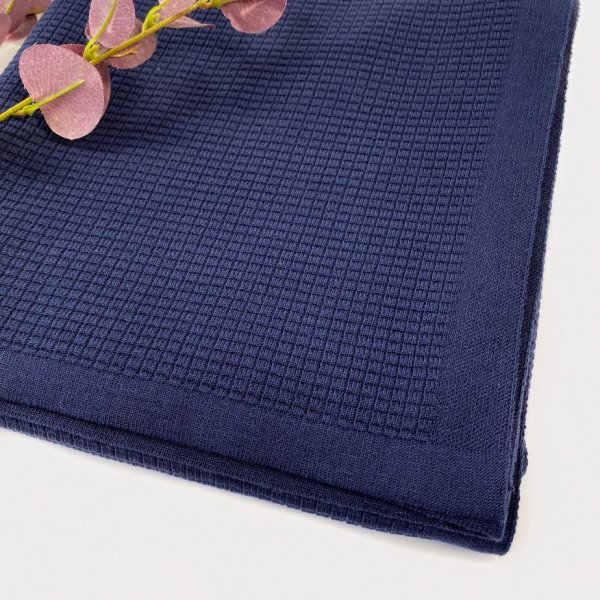 B-Ware!!! - Modalstrick - Waffle Knit - 80cm Panel - blue navy - Waffle Fall