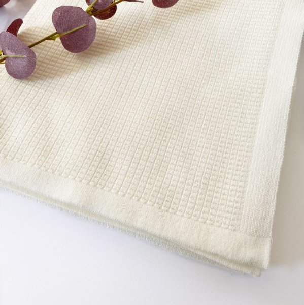 B-Ware!!!! - Modalstrick - Waffle Knit - 80cm Panel - ecru - Waffle Fall