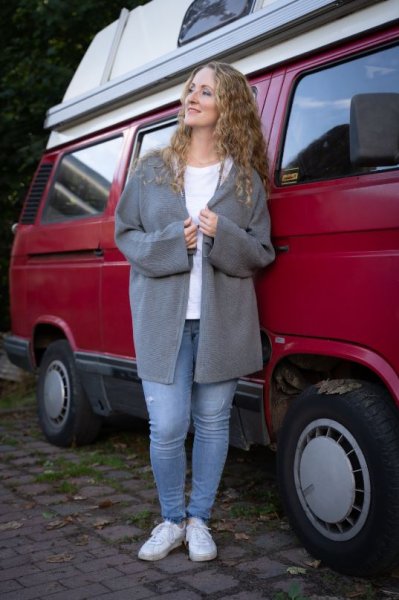 B-Ware!!! - Modalstrick - Waffle Knit - 80cm Panel - grey - Waffle Fall