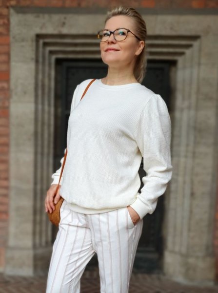 Modalstrick - Waffle Knit - 60cm Panel - ecru - Waffle Fall