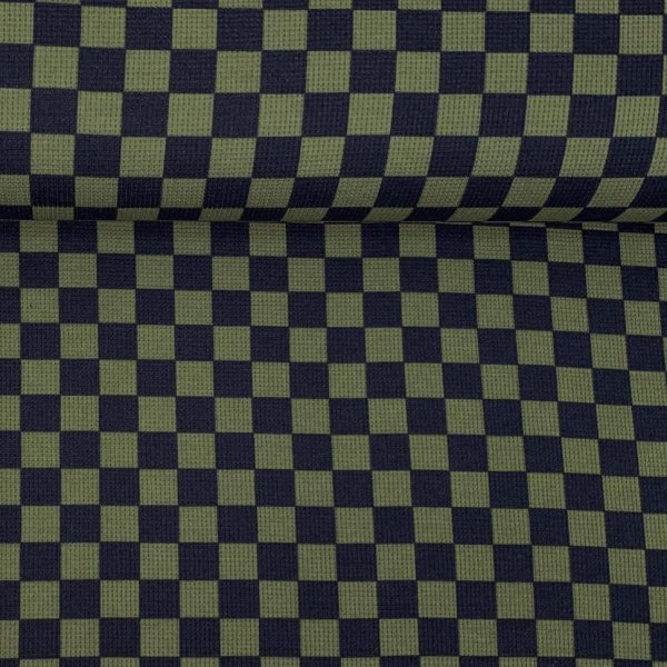 Waffle Rib Jersey - Check - khaki/black