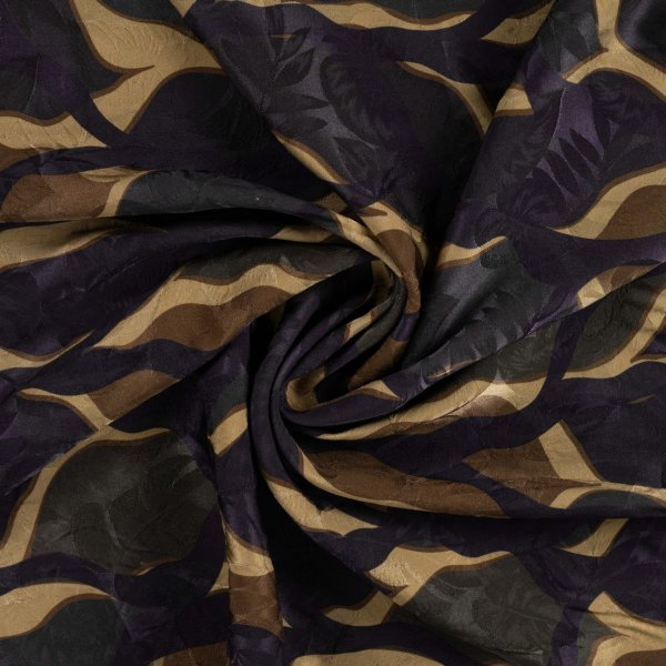 Viskose Jacquard - Abstrakt Leaves - Wera - dark brown