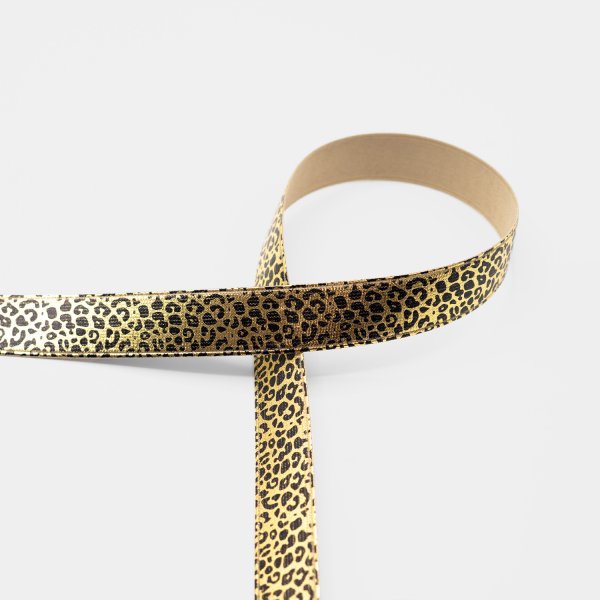 Gummiband - 25mm - Leo Metallic - gold/schwarz