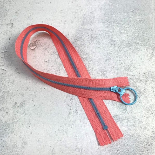 Reißverschluss - nicht teilbar - 20 cm - bicolour - rosa/blau