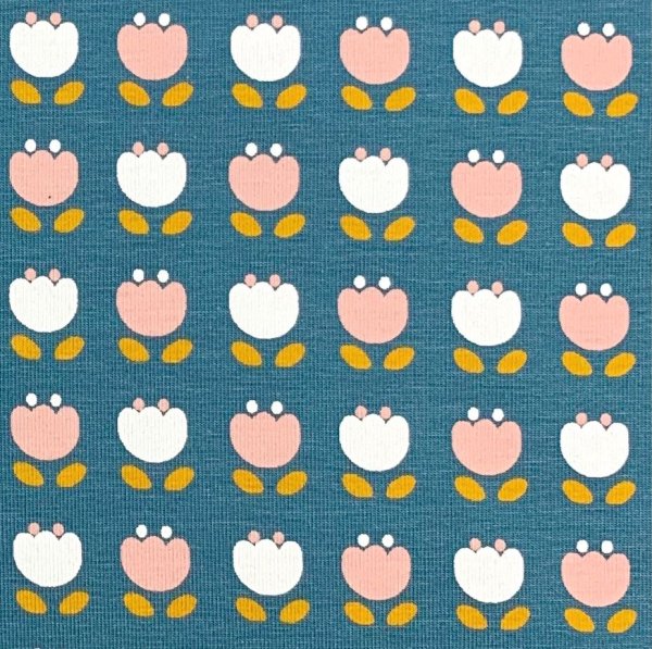 RESTSTÜCK 1,0m !!! - Bio Jersey - Retro Tulip - blau