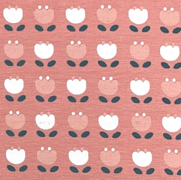 RESTSTÜCK 1,20m !!! - Bio Jersey - Retro Tulip - rosa